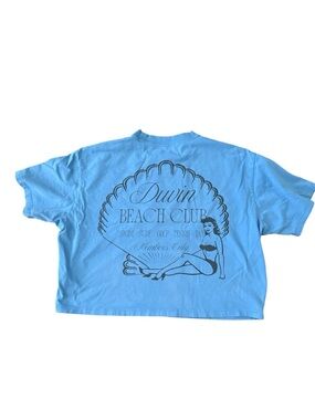 Duvin Design Pool Blue Cropped Tee- Beach- Shell- M